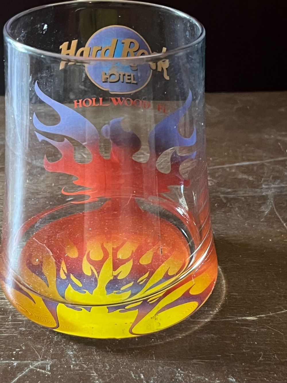 Hard Rock Hotel Hollywood Flame Stemless Glass - Red Yellow Blue